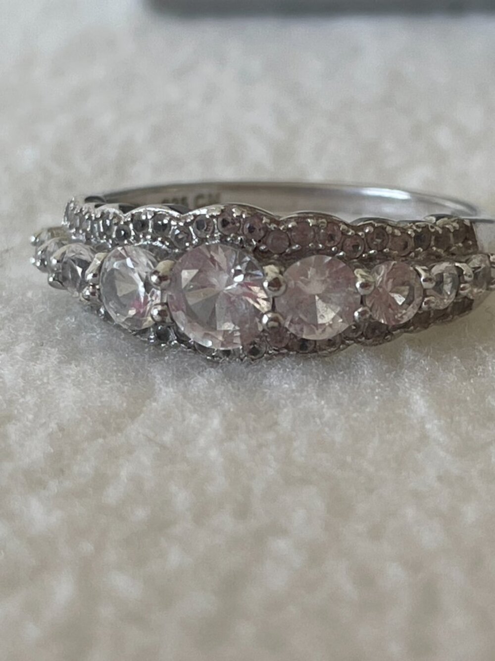Sterling Silver and Lab Created White Sapphire Ring in size 9